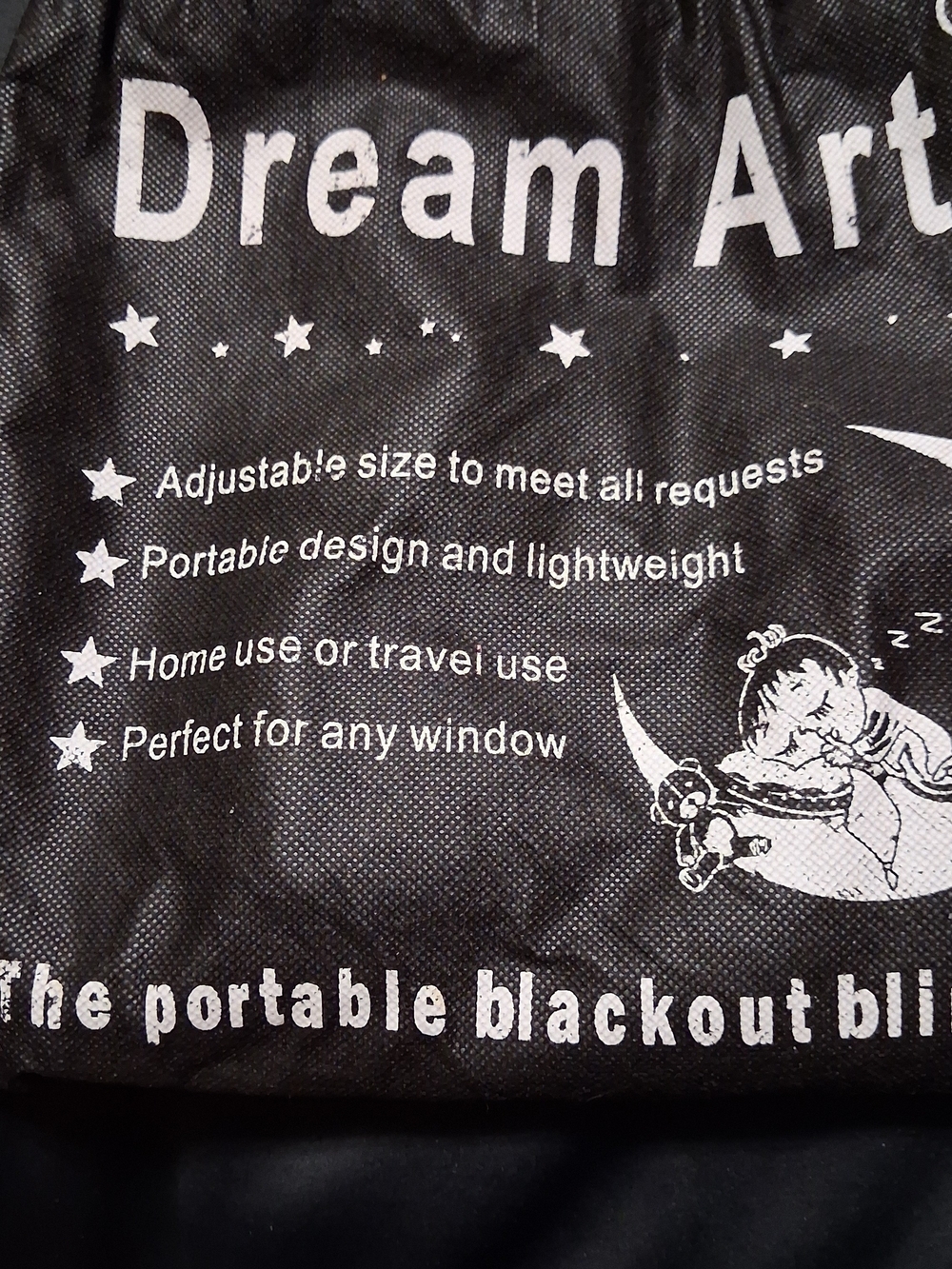 Dream Art Portable Blackout Curtain w- suction cups 52" X 70" Vacation Gear